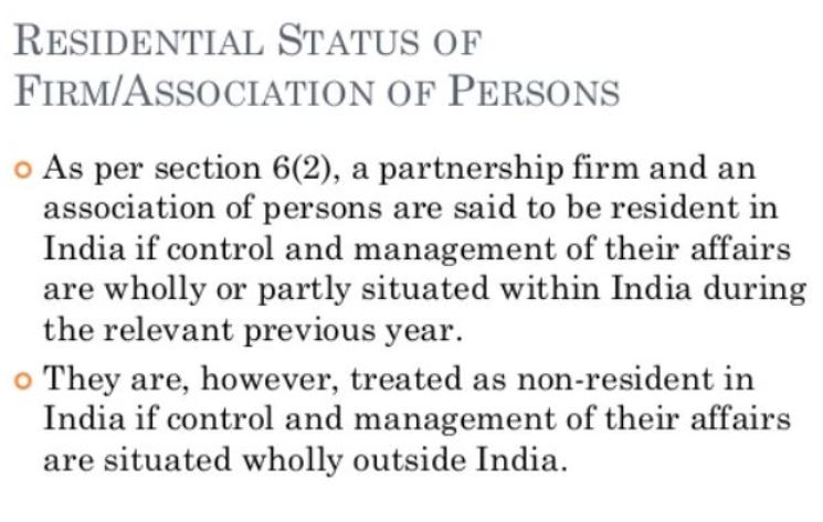 Residential Status of Firm or Association of Person or Company1